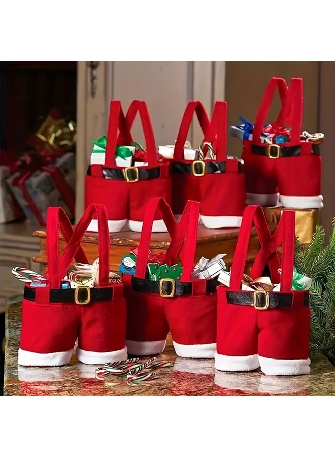 Large Size 12pc Christmas Gift Bags Santa Claus Shorts Polyester Candy Bags Set - Image 1